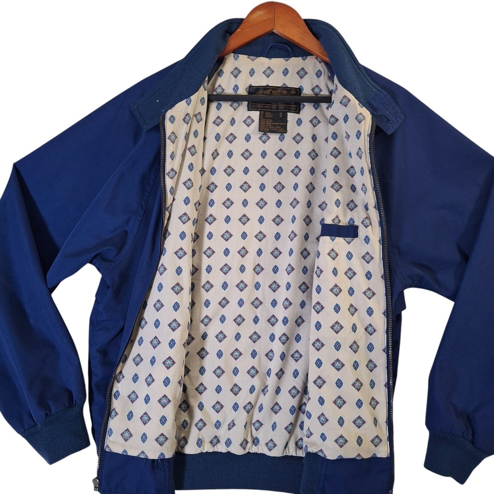 VTG Eddie Bauer Bi-Swing Jacket Men's Small Blue Bomber Lined 90s Geometric - Picture 3 of 10